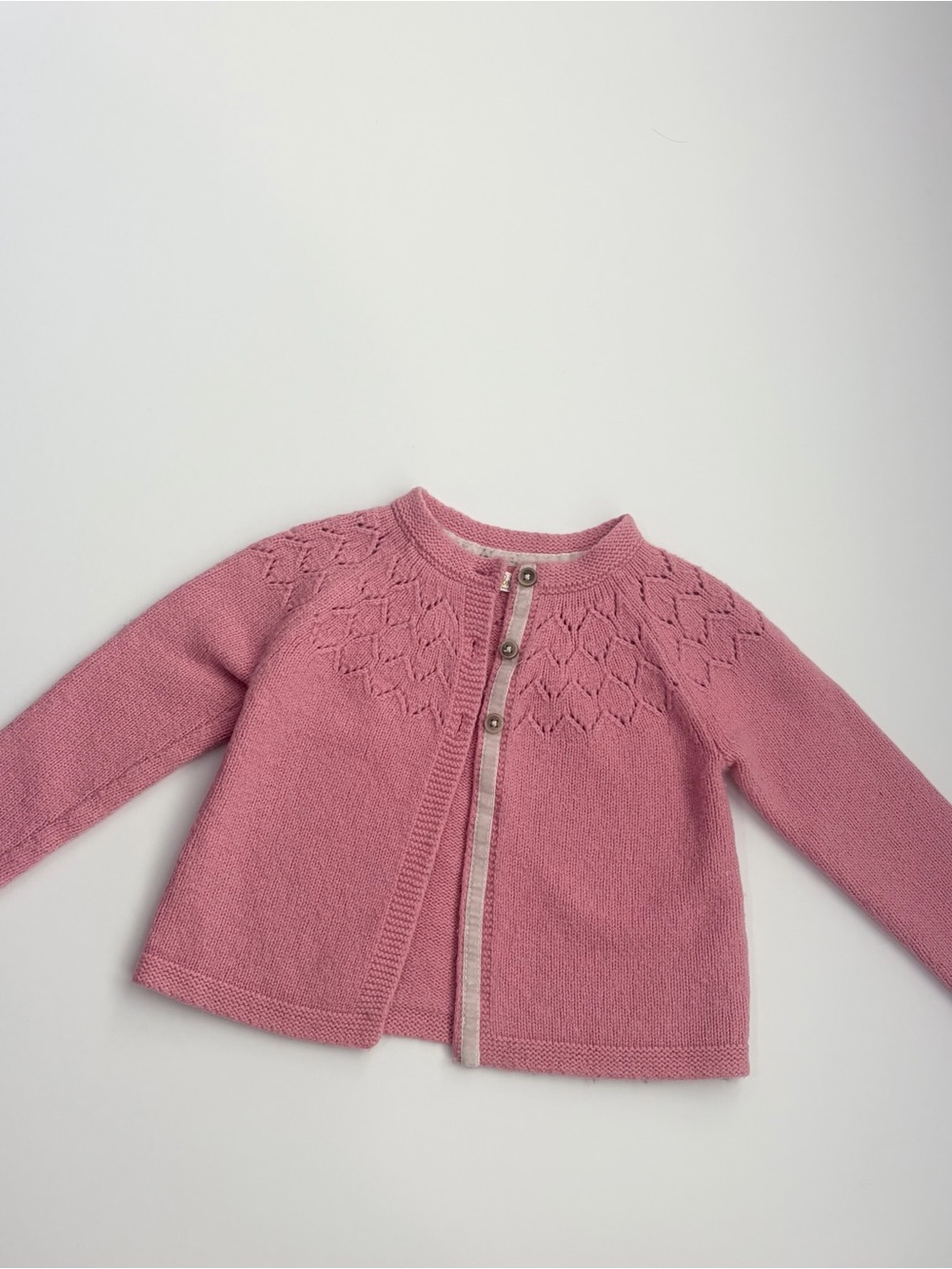 Mini Boden Girls Pink Knit Button Cardigan